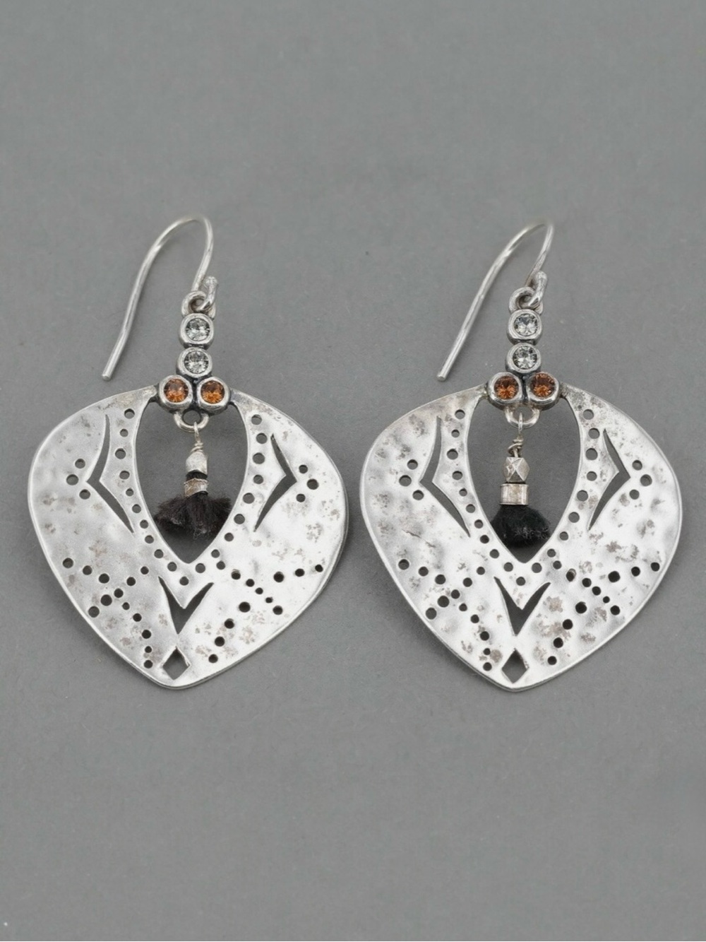Retired Silpada Hammered Sterling Silver TASSEL FRINGE Dangle Earrings W3382 HTF